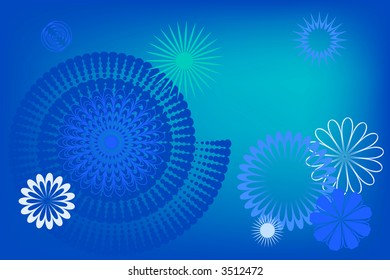 Abstract cool blue background with grunge flower shapes in vector format.