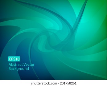 Abstract Cool Green Vector Swirls Background.
