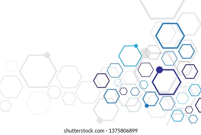 Abstract cool hexagon on white background. Can be used presentation, poster and template for business. Technology or science concept. Vector illustration. EPS10.