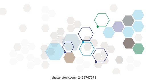 Hexágono fresco abstracto sobre fondo blanco. Se puede utilizar presentación, póster y plantilla para empresas. Concepto de tecnología o ciencia. Ilustración vectorial. 
