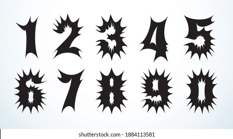 Abstract cool old rough angry hard bold fear flash burst dark black ink prick script word logo set. Latin creative music band dragon bat title hand drawn retro artist trendy graffiti print decor types