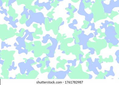 Abstract Cool Sea Color. Vector Sea Texture. Seamless Vector Camoflage. Blue Fabric Pattern. Sea Camo Spray. Aqua Nature Amoeba. Blue Spray Camouflage Seamless Spot. Camo Liquid Irregular Camouflage