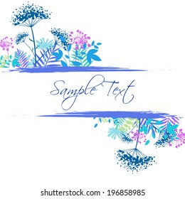 Abstract  cool Summer background. Blossoming garden colorful flowers on a background with white frame.