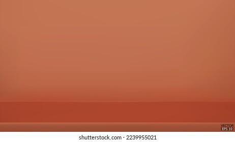 Abstract Copper and gradient light background with studio backdrops. Copper Blank display or clean room for showing product. Copper background. Vector illustration.