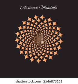 Abstraktes Kupfergradienten-Mandala mit schwarzem Hintergrund . EP 10 Vektorgrafik .