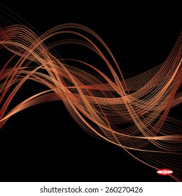 abstract copper line beige wave ginger band on black background.vector illustration 