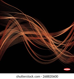 abstract copper line beige wave ginger band isolated on black background. vector illustration