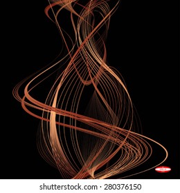 abstract copper line beige wave ginger band isolated on black background. vector illustration