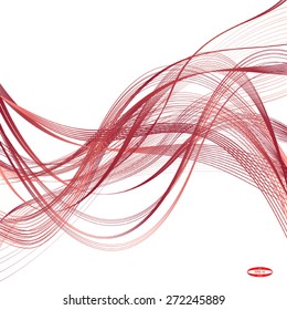 abstract copper line marsala wave raspberry band isolated on white background. vector illustration
