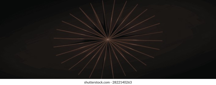 Abstract copper wire starburst sculpture on a dark background for modern interior design
