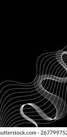 Espacio para texto Abstractas con líneas onduladas blancas sobre fondo negro