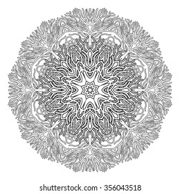 Abstract coral circle ornament. Ocean  line art style. Vector graphic design element
