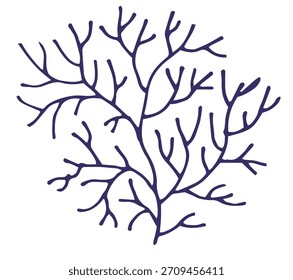 Abstract coral inspired branching structure in simple hand drawn style, isolated on white background, vector illustration suitable for decorative artistic compositions.