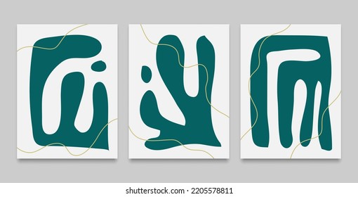 Abstract coral leaf shape wall decor watercolor green painting background, vector art drawing design wallpaper