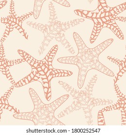 Abstract coral like starfish vector seamless pattern