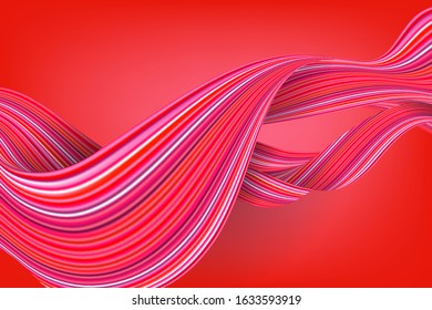 Abstract coral liquid flow design. Bright color motion paint for flyer and banner background. Futuristic business brush flow splash. Colored curve in 3d gradient template.