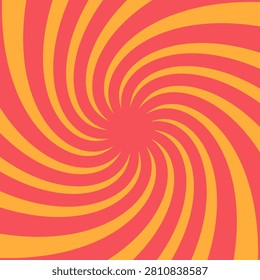 Abstract coral red and orange spiral swirl background with dynamic motion effect and optical illusion