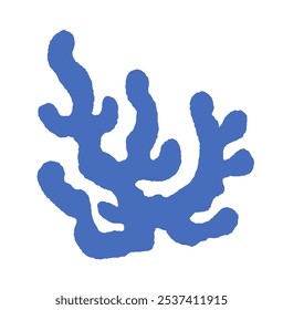 Abstractas forma de coral en azul, Ilustración vectorial aislada en blanco, ideal para proyectos temáticos o decorativos del océano.