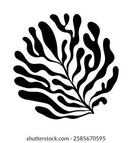 Abstract coral shape. Minimal organic corals silhouette, round algae botanical form, simple floral decorative element, modern naive wavy sea plant. Vector seaweed illustration.