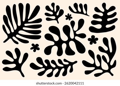 Abstract coral shape in the style of black matisse. Trendy and minimalist organic poster art. Vector illustration