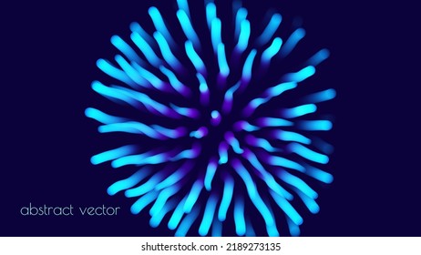 Abstract Coral. Soft Stylized Tentacles Background. Blue Anemone. Dark Blue Marine Aquarium Texture. Underwater. Vector Illustration.