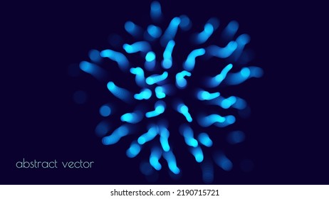 Abstract Coral. Soft Stylized Tentacles Background. Blue Anemone. Dark Blue Marine Aquarium Texture. Underwater. Vector Illustration.