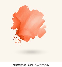 Abstract coral watercolor element for web design. Vector illustration.