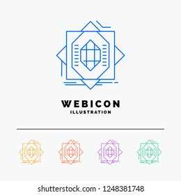 Abstract, core, fabrication, formation, forming 5 Color Line Web Icon Template isolated on white. Vector illustration