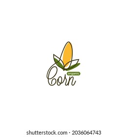 Abstract Corn logo design. Corn icon vector design with continuous one line