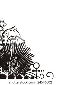 Abstraktes Eckdesign in Schwarz-Weiß, Vektorreihe.
