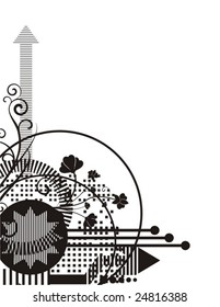 Abstract corner design in black and white, vector series.