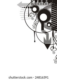 Abstract corner design in black and white, vector series.