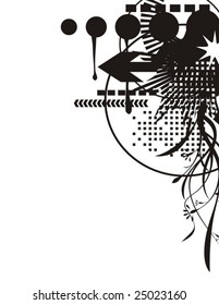 Abstract corner design in black and white, vector series.