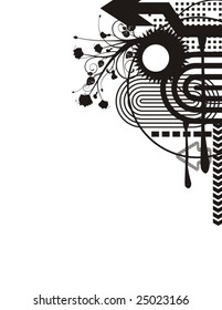 Abstract corner design in black and white, vector series.