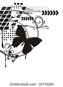 Diseño de esquina abstracta en serie vectorial en blanco y negro.