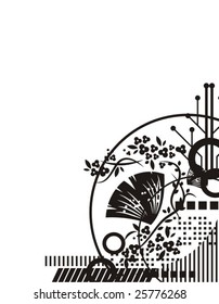 Abstract corner design in black and white, vector series.