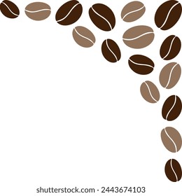 Abstract corner frame of coffee beans in trendy soft and dark brown Greeting or cards design concept