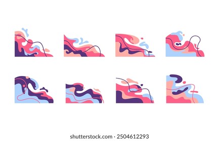 Abstract Corner of Liquid Blob Element Set