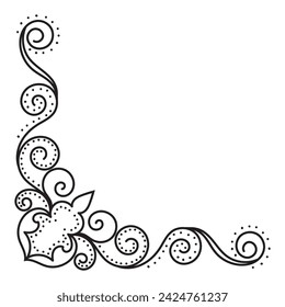 Abstract corners, scrolling flowers and decorative points of graphic elements.