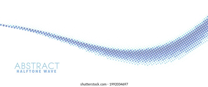 Abstract cornflower blue dotted wave with halftone effect. Simple vector graphics