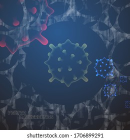 Diseño abstracto del virus de la corona escenas de las ciencias vectoriales y de los orígenes saludables