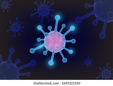 Abstract Coronavirus 2019 concept background.Vector of virus cells close up. SARS pandemic risk and dangerous asian ncov corona virus.