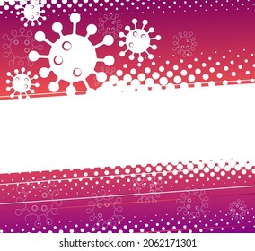 Abstract coronavirus background. Flat image of coronavirus molecules on a purple dotted background. Vector illustration
