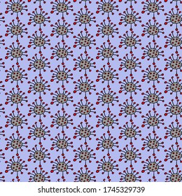 Abstract coronavirus blue seamless pattern on white background. medical theme	
