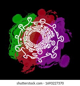 Abstrakte Coronavirus-Zelle auf schwarzem Hintergrund.