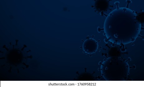 Abstract Coronavirus, Outbreak and Influenza with dark Background. Virus Covid 19. Novel Coronavirus