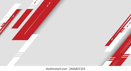 Abstract corporate banner web design red and white geometric diagonal on white background technology concept