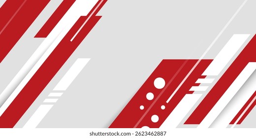 Abstract corporate banner web design red and white geometric diagonal on white background technology concept
