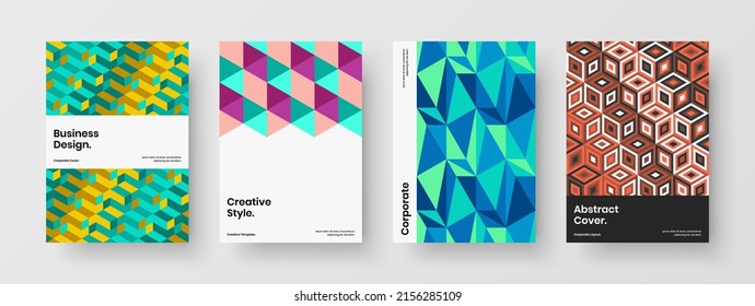 Abstract corporate brochure design vector template composition. Modern mosaic pattern handbill layout bundle.