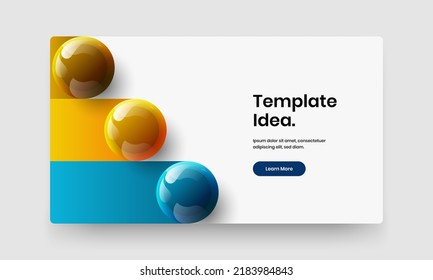 Resumen del concepto de vector de diseño de folletos corporativos. Ilustración de identidad de la empresa de bolas 3D multicolores.